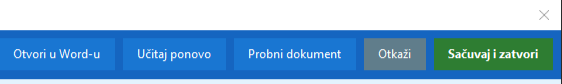 Dugme „Sačuvaj i zatvori“ u editoru obrasca